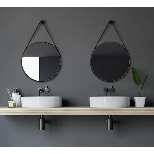 Miroir Rond Noir Mat, Design Élégant, Talos - Vue principale