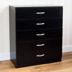 Vida Designs Commode 5 Tiroirs Noir Rangement Bois