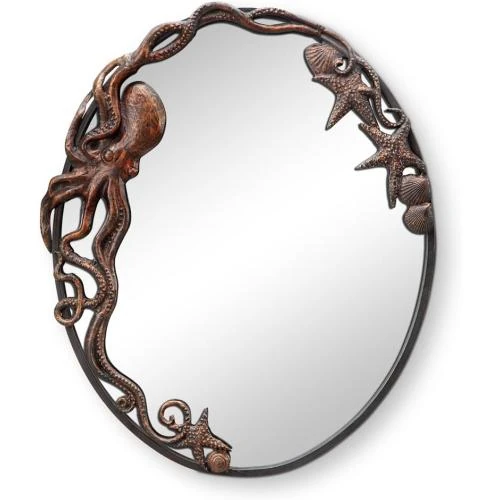 Miroir Mural Ovale Fonte Pieuvre, Décoration Unique - Vue principale