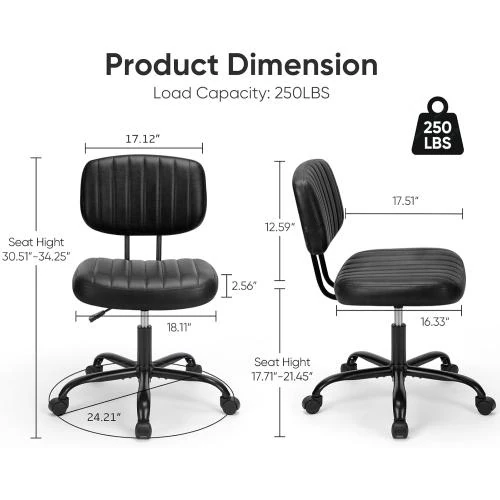 Détail de Chaise bureau ergonomique noir, soutien lombaire, roulettes 360