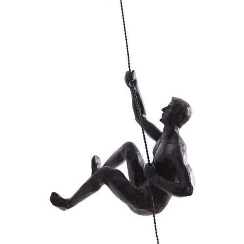 Sculpture murale homme rétro nordique résine, déco cuivre noir - Vue principale
