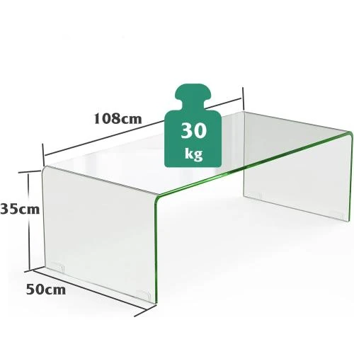 Zoom sur Table Basse Verre Trempé, Design Moderne, Meuble Transparent