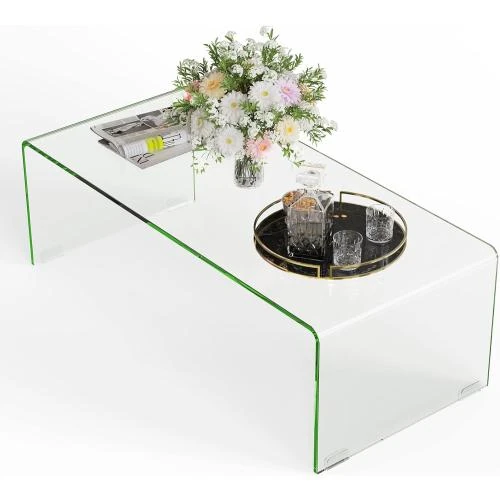 Table Basse Verre Trempé, Design Moderne, Meuble Transparent - Vue principale