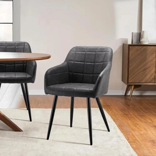Détail de Sillas Comedor OFCASA, Terciopel Gris Oscuro, Con Reposabrazos