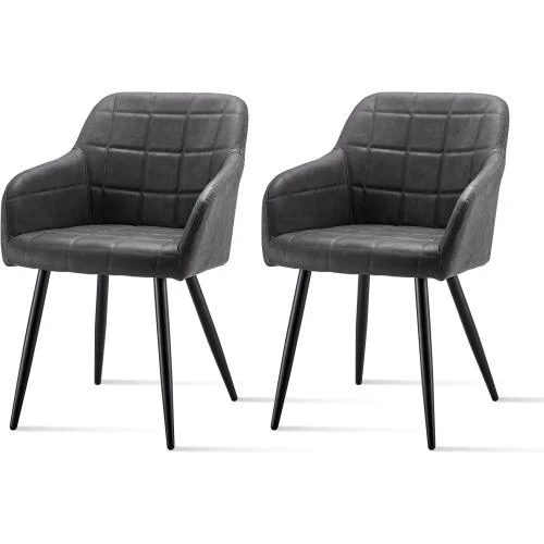 Sillas Comedor OFCASA, Terciopel Gris Oscuro, Con Reposabrazos - Vue principale