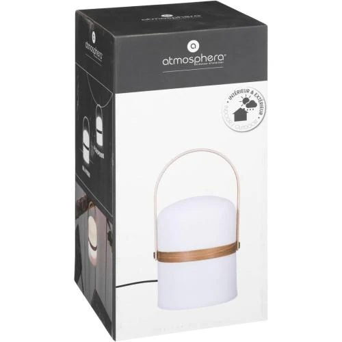 Zoom sur Lampe extérieure Kiara, blanc, bois, Atmosphera