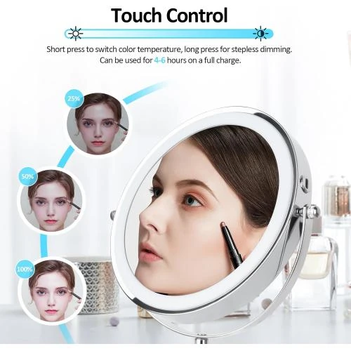 Zoom sur Miroir maquillage 1X 10X 360°, SEAEMIKO, design élégant