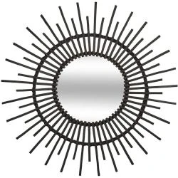 Miroir rotin noir, design élégant, Atmosphera