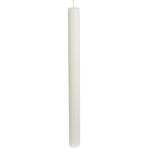 Cierge Blanc Strié Mopec H480.01, Boîte Transparente - Vue principale