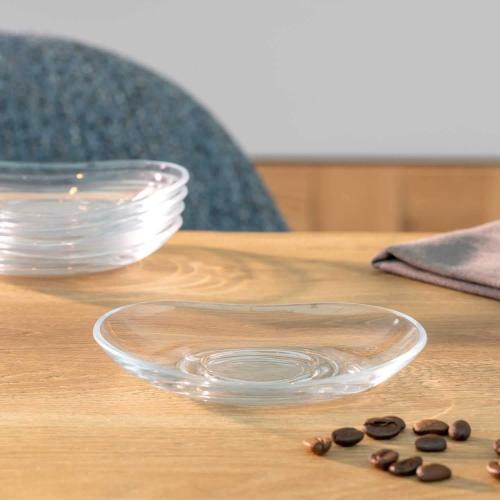Présentation de Soucoupes en verre Napoli, lot de 6, lavables, espresso en situation