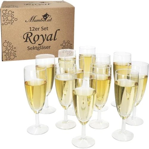 Flûtes à Champagne Transparentes, Lot de 12, Moderne, Élégantes - Vue principale