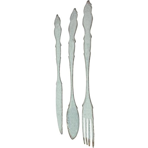 Présentation de Décoration murale métal galvanisé Zeckos, fourchette, cuillère, couteau en situation