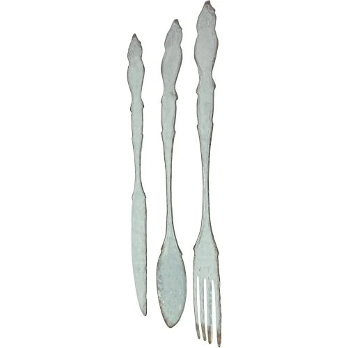Détail de Décoration murale métal galvanisé Zeckos, fourchette, cuillère, couteau