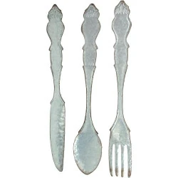 Décoration murale métal galvanisé Zeckos, fourchette, cuillère, couteau