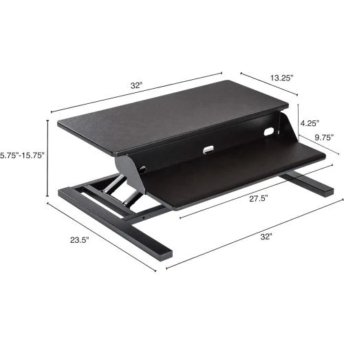 Zoom sur Airrise Pro Bureau Debout, Convertisseur Noir Réglable