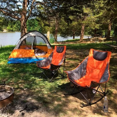Détail de Chaise Camping Bascule Luxe Rembourrée SUNNYFEEL Orange
