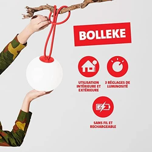 Zoom sur Lampe Sans Fil Fatboy Bolleke Rouge : Idéale pour l'Intérieur
