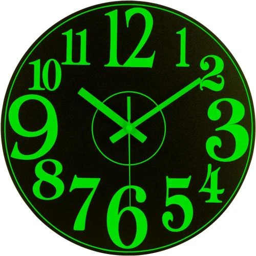 Horloge murale lumineuse silencieuse PAWTTY, bois marron foncé - Vue principale