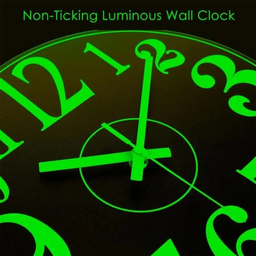 Détail de Horloge murale lumineuse silencieuse PAWTTY, bois marron foncé