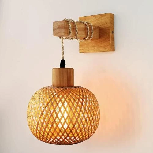 Liyabber Applique Murale Vintage, Bois, Métal, Rotin - Vue principale