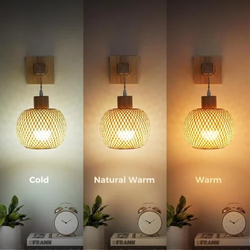 Zoom sur Liyabber Applique Murale Vintage, Bois, Métal, Rotin