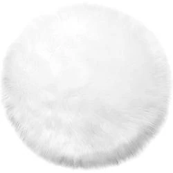 Tapis Fausse Fourrure Blanc Rond Moelleux Chambre Salon