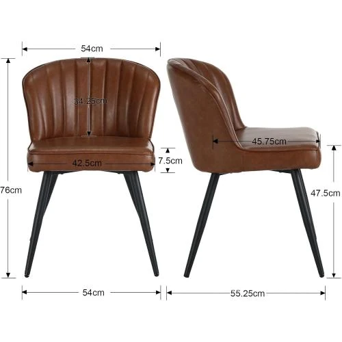 Détail de Chaises Salle à Manger Similicuir Marron, Lot de 2