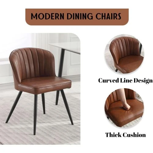 Zoom sur Chaises Salle à Manger Similicuir Marron, Lot de 2