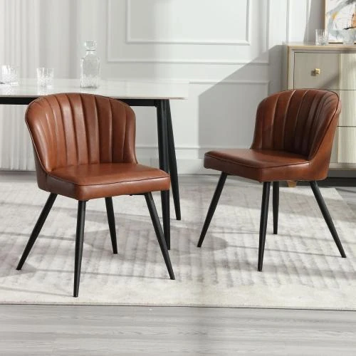 Chaises Salle à Manger Similicuir Marron, Lot de 2 - Vue principale
