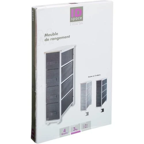 Zoom sur Rangement 4 Tiroirs Tissu Gris Anthracite, 5five Simply Smart