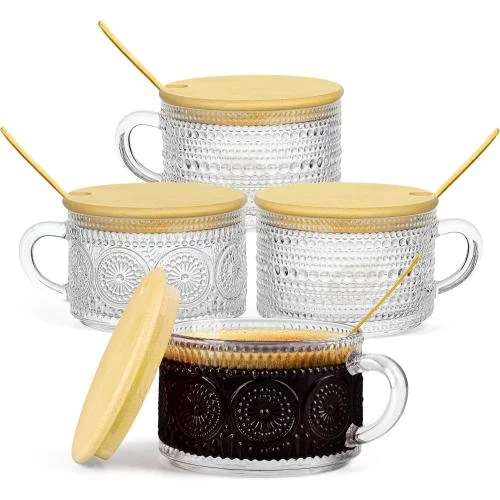 Tasses en Verre Vintage Winter Shore, Lot de 4, Couvercles - Vue principale