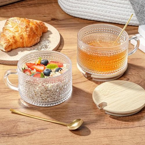 Zoom sur Tasses en Verre Vintage Winter Shore, Lot de 4, Couvercles