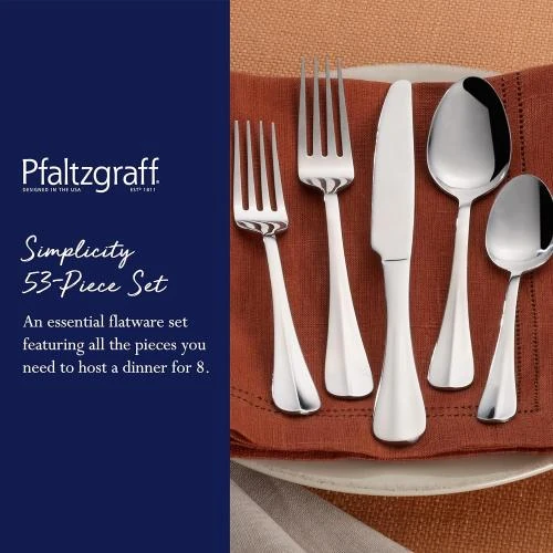 Zoom sur Pfaltzgraff Service 8, 53 Pièces Couverts Acier Inoxydable