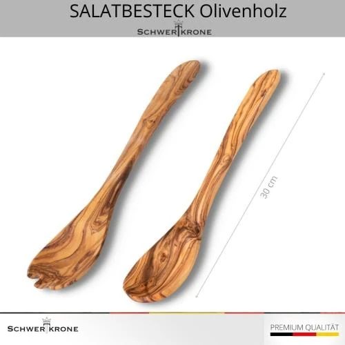 Détail de Couverts à Salade Bois Olivier Schwertkrone, Durabilité