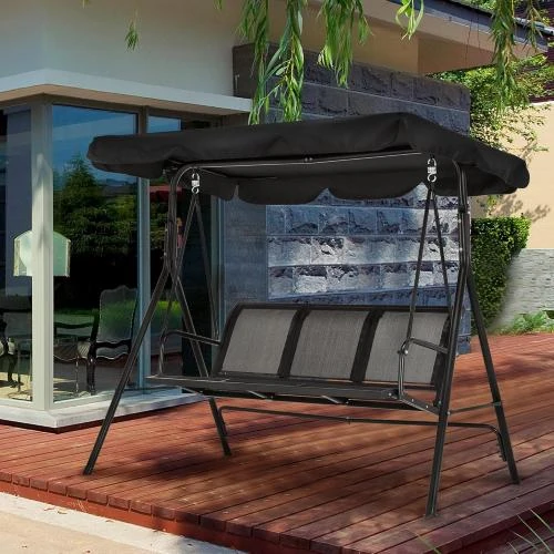 Zoom sur MCombo Balancelle Jardin 3 Places Noir, Confort Optimal