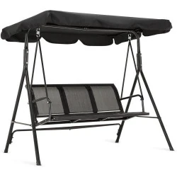 MCombo Balancelle Jardin 3 Places Noir, Confort Optimal