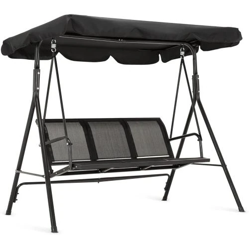 MCombo Balancelle Jardin 3 Places Noir, Confort Optimal - Vue principale