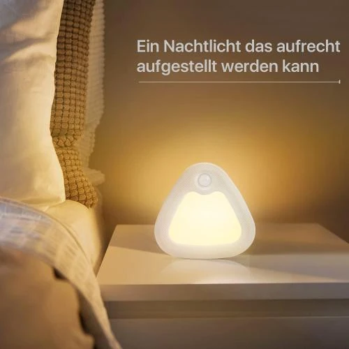 Zoom sur Veilleuse LED Pile Lot de 2, Détecteur Mouvement, Blanc Chaud