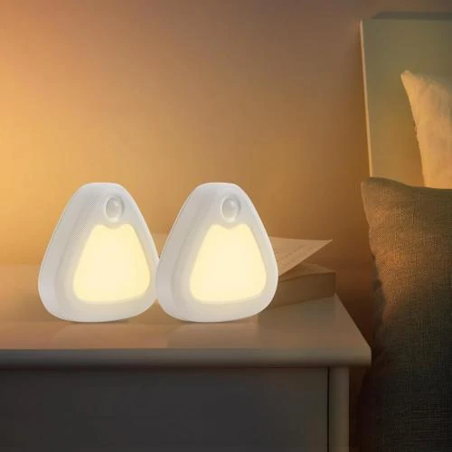 Détail de Veilleuse LED Pile Lot de 2, Détecteur Mouvement, Blanc Chaud