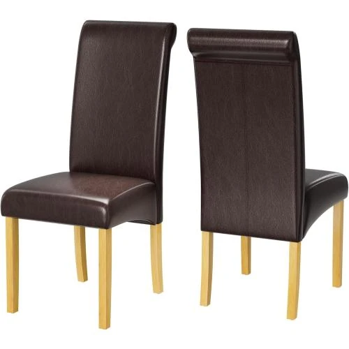 Chaises salle à manger cuir marron contemporain, 2 pièces - Vue principale