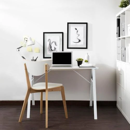 Détail de Table Bureau Moderne Rebecca Mobili, Blanc, MDF Acier