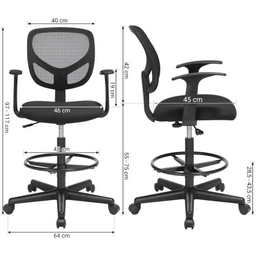 Zoom sur Fauteuil Bureau Ergonomique SONGMICS, Noir, Repose Pieds