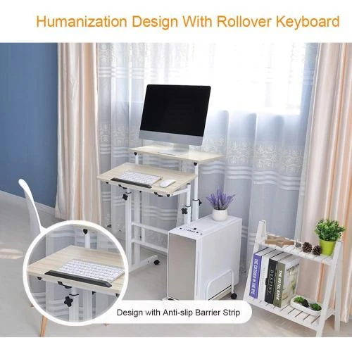Zoom sur Bureau Informatique Sogesfurniture, Table Roulante, Inclinable