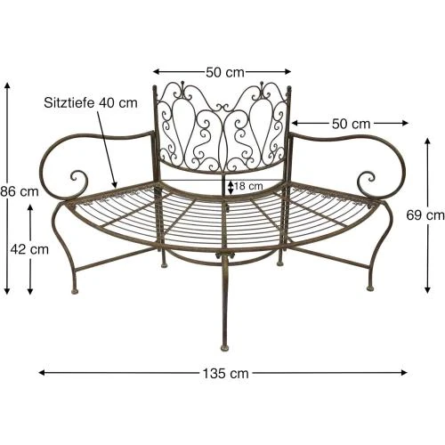 Détail de Banc de Jardin Circulaire Dandibo, Métal, 2 Places