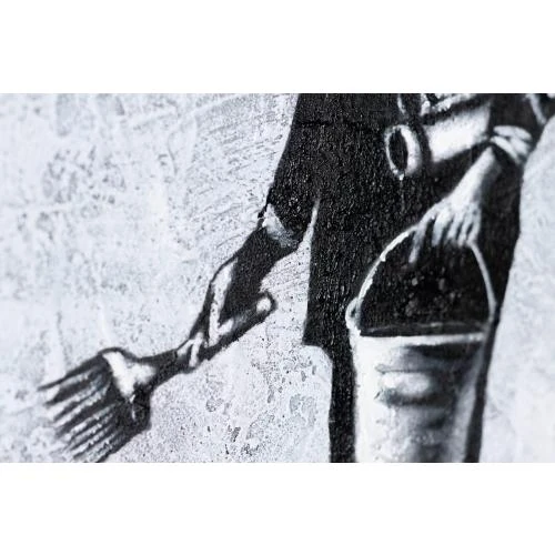 Détail de Tableau peinture moderne fleurs blanches, déco murale