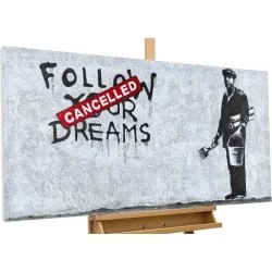 Tableau peinture moderne fleurs blanches, déco murale
