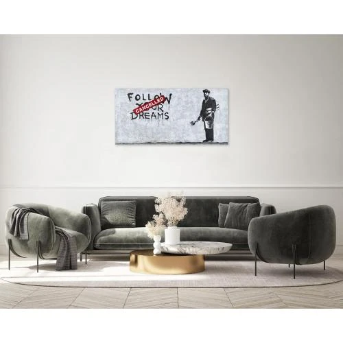 Zoom sur Tableau peinture moderne fleurs blanches, déco murale