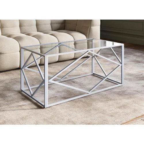 Table Basse Design Rectangulaire Verre, Métal DecoInParis - Vue principale