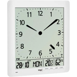 Horloge Radio TFA Dostmann, Analogique, LCD, Blanc