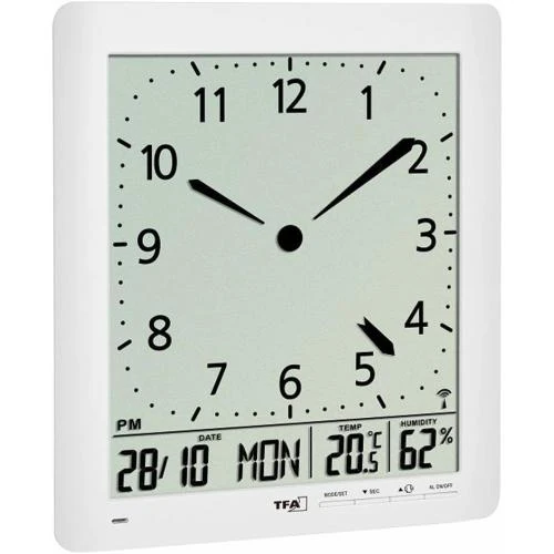 Horloge Radio TFA Dostmann, Analogique, LCD, Blanc - Vue principale